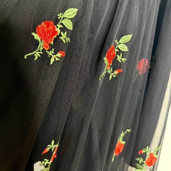 Love Culture | Black Romper with Sheer Rose Embroidered Sheath - S - Picture 4 of 7